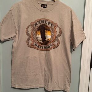 Harley-Davidson Tan Short Sleeve Tee with Vintage Logo